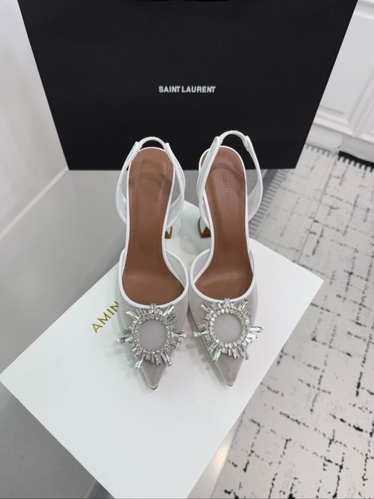 Pantofi Amina Muaddi piele naturala pe comanda