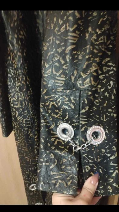 Palton dama lung din  piele naturala superba animal print