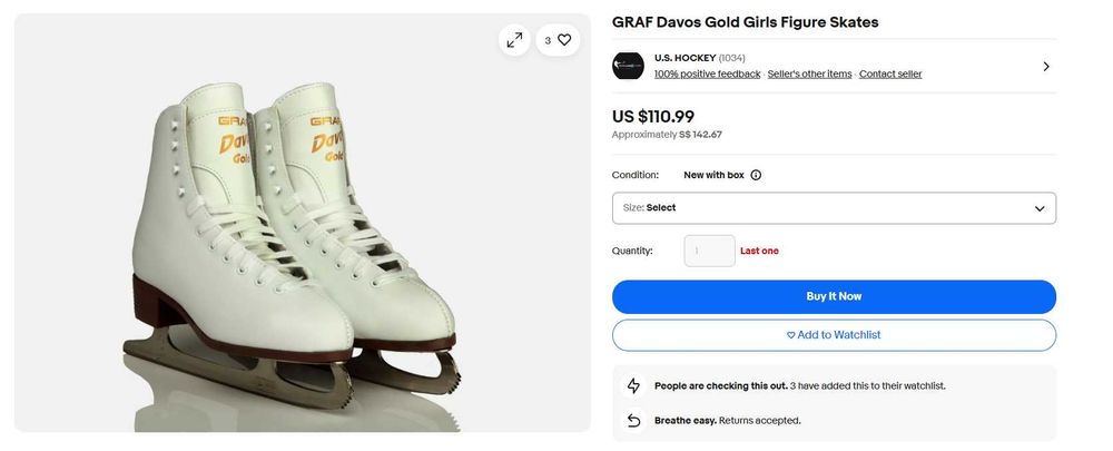 Patineartistice Graf Davos Gold nr 34 (21 cm)