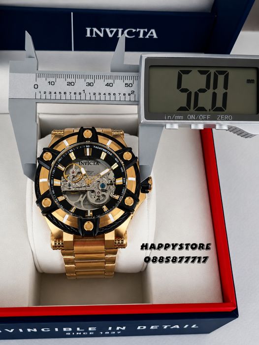 INVICTA Gunmetal Skeleton Gold 52 mm, Инвикта нов мъжки часовник