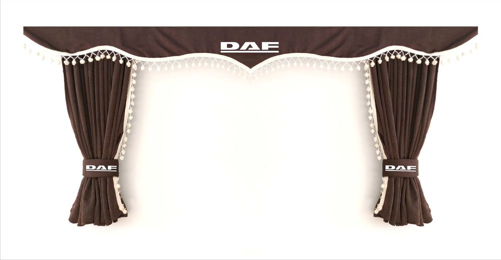 Комплект пердета за камион + кукички кафяви с бежови пискюли