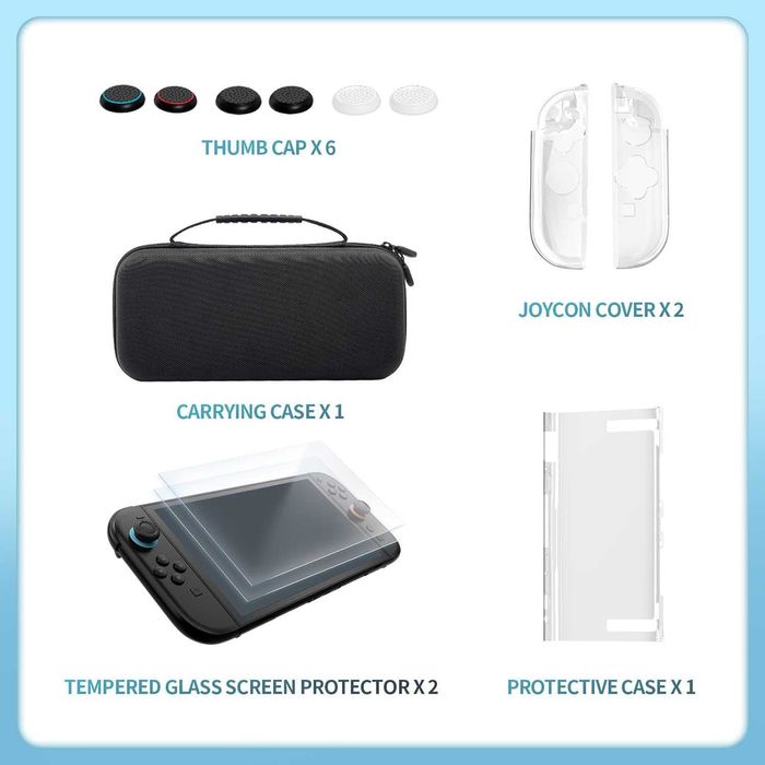 LIVRARE GRATUITA - Set accesorii Nintendo Switch 2 – husa, folie sticla, carcasa, thumb grips
