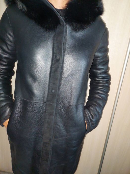 Зимно кожено яке/ палто / дубльонка