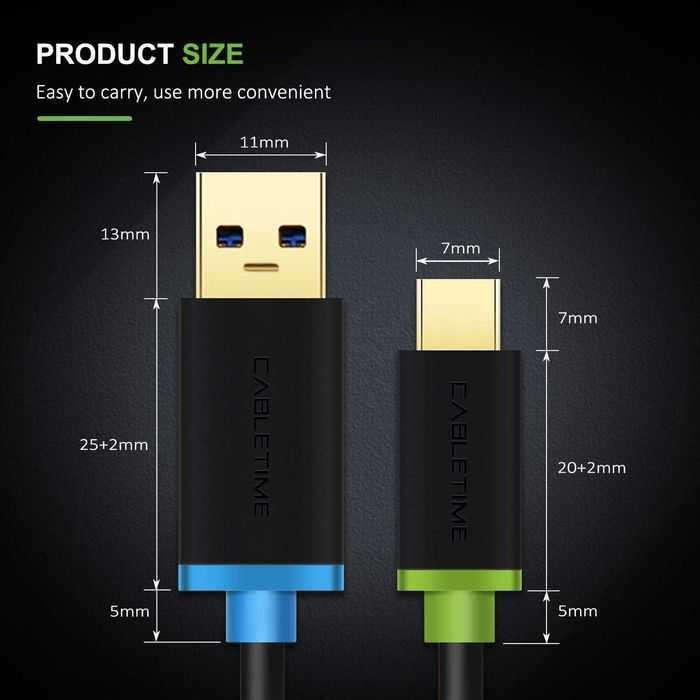 Новый Type C тайпси тайп-си кабель провод для зарядки CABLETIME (20см)