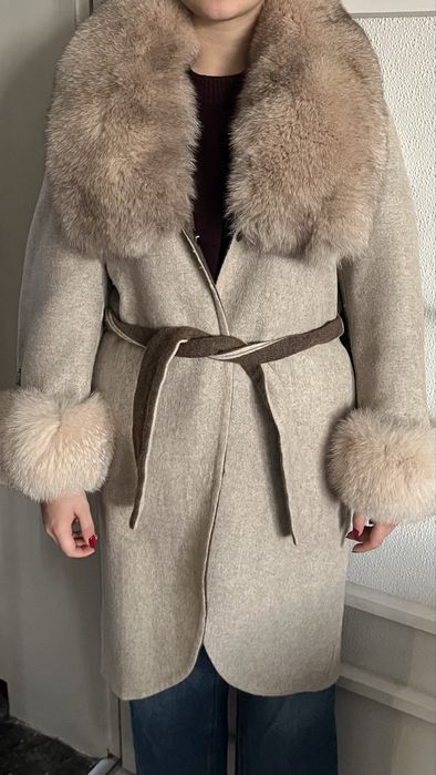 Палто от алпака , вълна и лисица