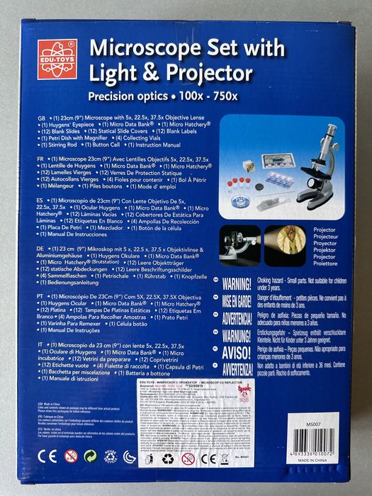 Микроскоп с прожектор 100х-750х