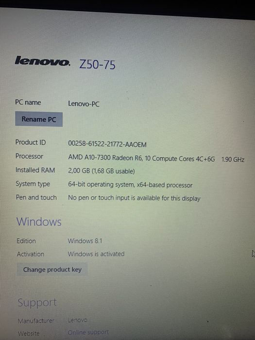 Laptop lenovo Z50-75