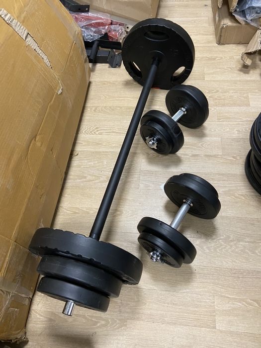 Pachet sala pt antrenament acasa, Gantere reglabile+haltera+Discuri  B