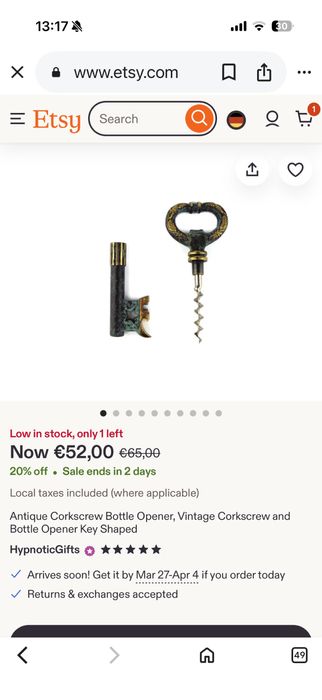 Cheie tirbușon bronz