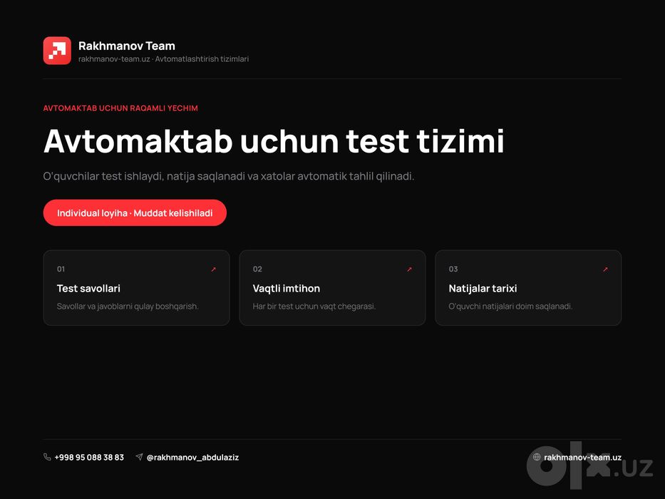 Avtomaktab test dasturi | Тесты для автошколы