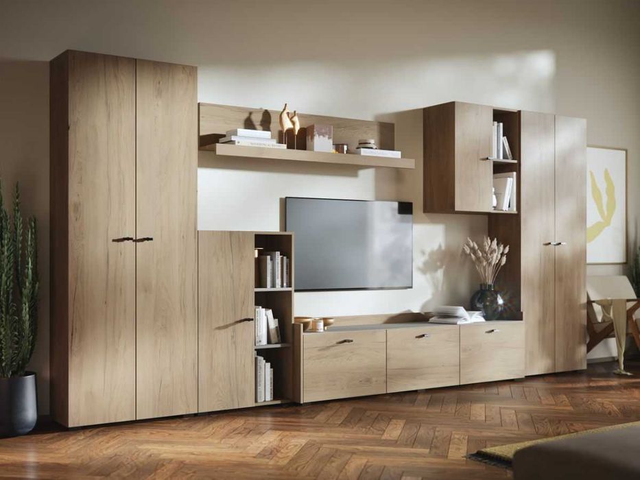 Living Silensia C1 DUO – Mobila sufragerie aspect lemn / bej