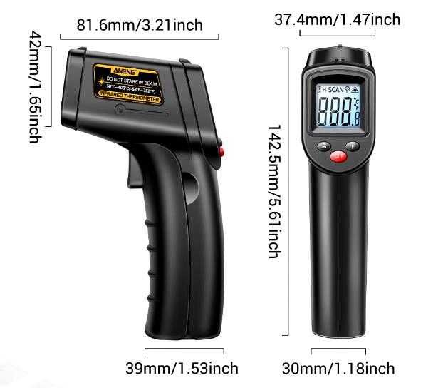600° Кухненски Термодетектор Пирометър Термограф Термометър Хигрометър