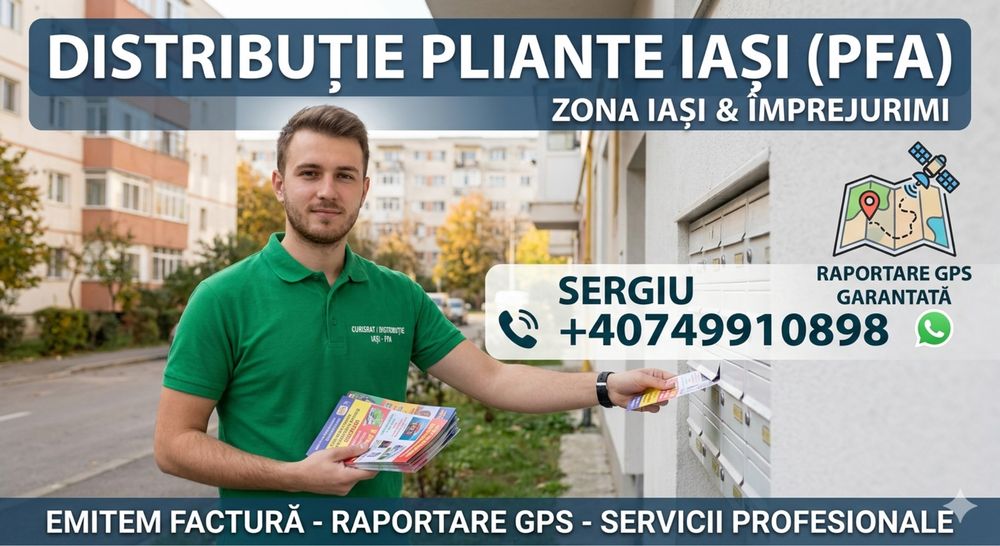 Distribuție Pliante și Flyere Iași – PFA Autorizat, Factură și Raport GPS