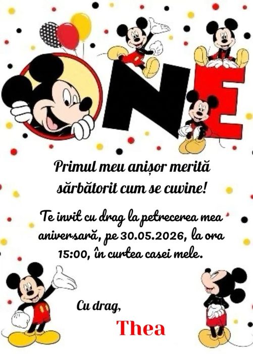 Invitatii digitale  botez sau zile de nastere