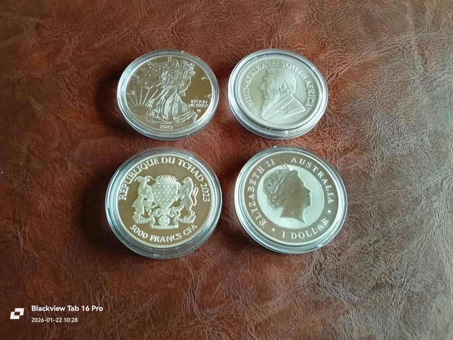 4-Броя Сребърни Монети от по  1oz /999,9/1000