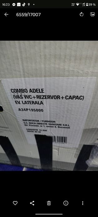 Vas WC + Capac + mecanism rezervor A34P195000 NOU 

EV. LATERALA

A34P