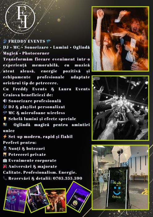 Servicii Complete Evenimente - DJ, MC, Sonorizare, Lumini & Oglindă Magică