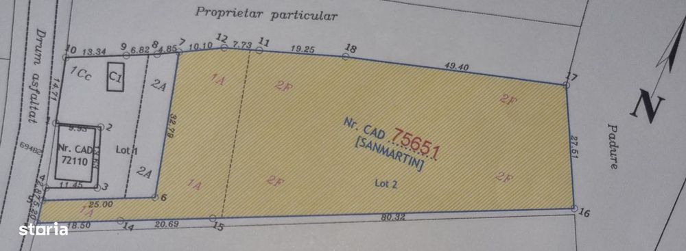 Teren intravilan 3165mp in Cordau la strada asfaltata