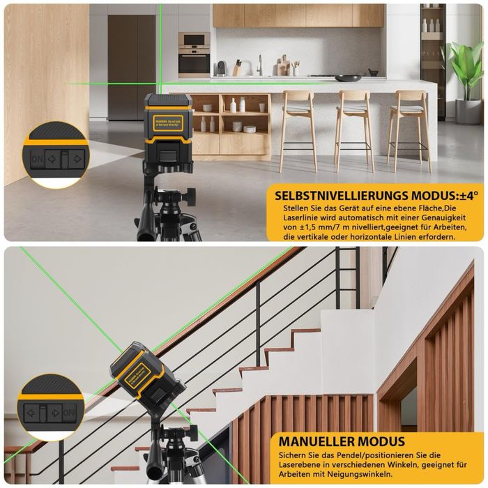 Nivelă laser ASOBRIS X6-B2 cu laser verde + trepied, autonivelantă