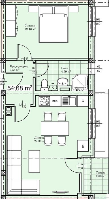 Продава се Двустаен апартамент в Пловдив, Прослав - 62 кв.м за 954 €/кв.м - Снимка #2