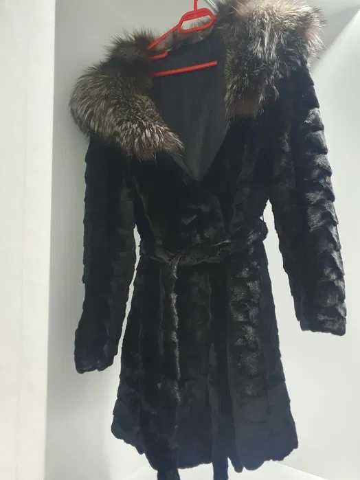 Blana naturala nurca, gluga vulpe argintie