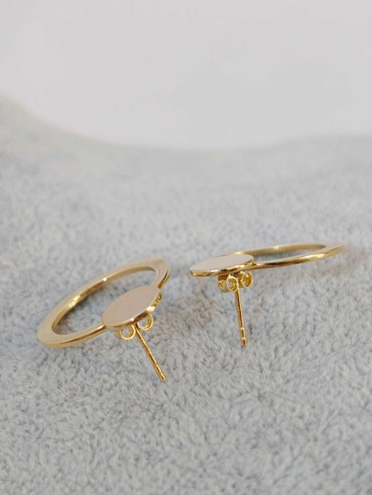 Cercei Eleganți din Aur 14K cu Design Modern – Model Două Cercuri