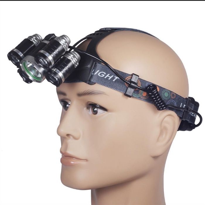 Супер мощен акумулаторен 5LED челник / фенер Лампа две зарядни