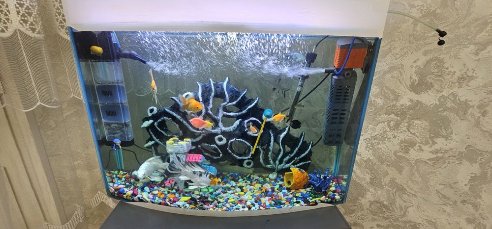 Продаётся аквариум с мирным рыбками на 110 литров