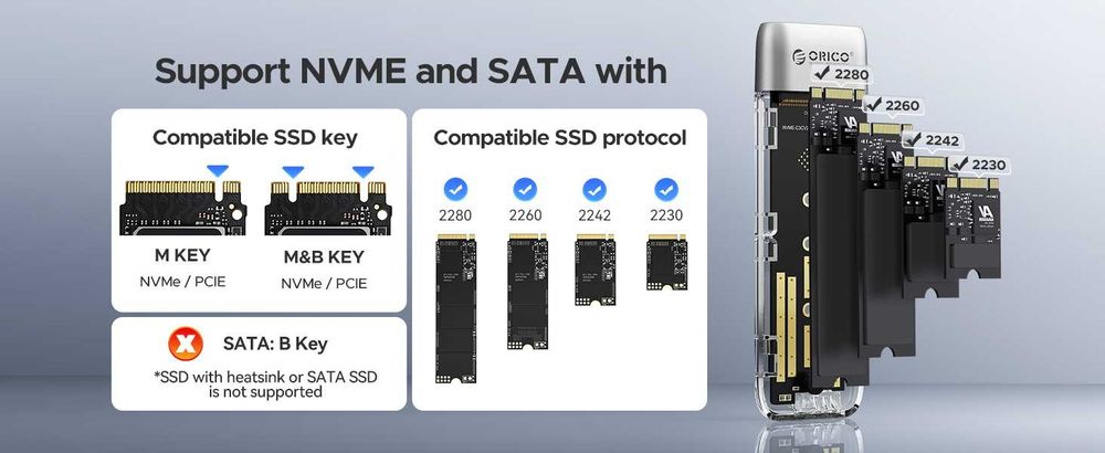 !! СКИДКА !!Orico SSD M.2 NVME case box 10Gbps (Внешнее Корпус)+ 24/7