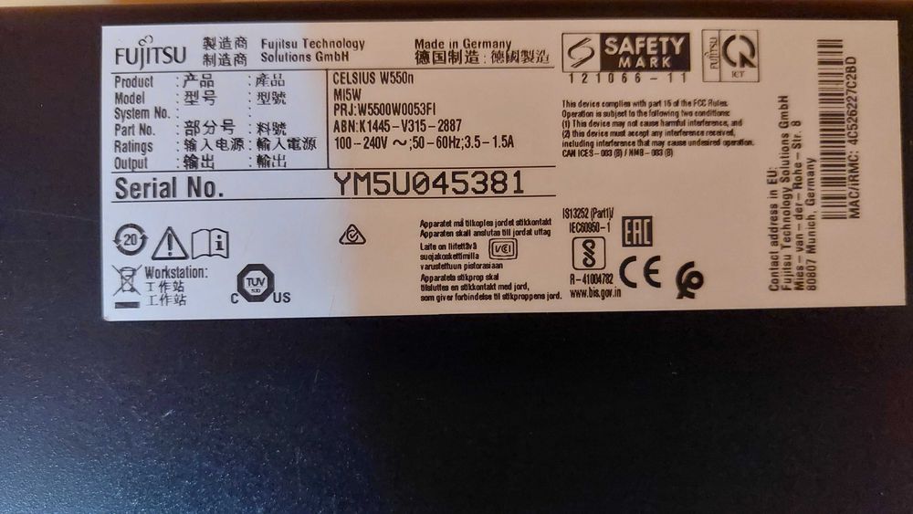Настолен компютър Fujitsu CELSIUS W550 Intel E3-1225 v5/4c 3.3/3.7 GHz, 16GB DDR4 (2x 8GB 2400), MSI GeForce GTX 1650 4GB LP OC