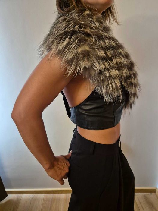 бюстие от естествена кожа и чинчила