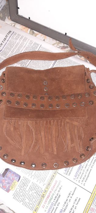 Винтажная сумка из натуральной замши