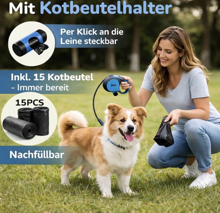 Lesă pentru câini cu sac pentru deșeuri CORTESPETS