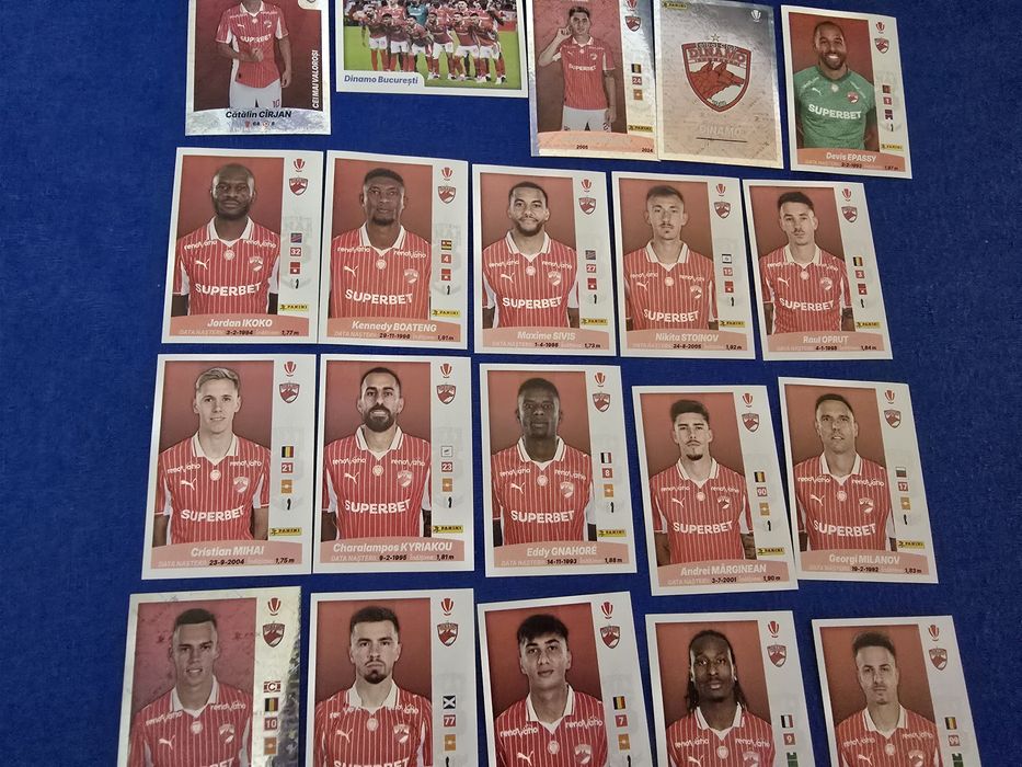 Set complet cu 20 de stickere, Fc Dinamo București, Panini  Superliga României, 40 lei