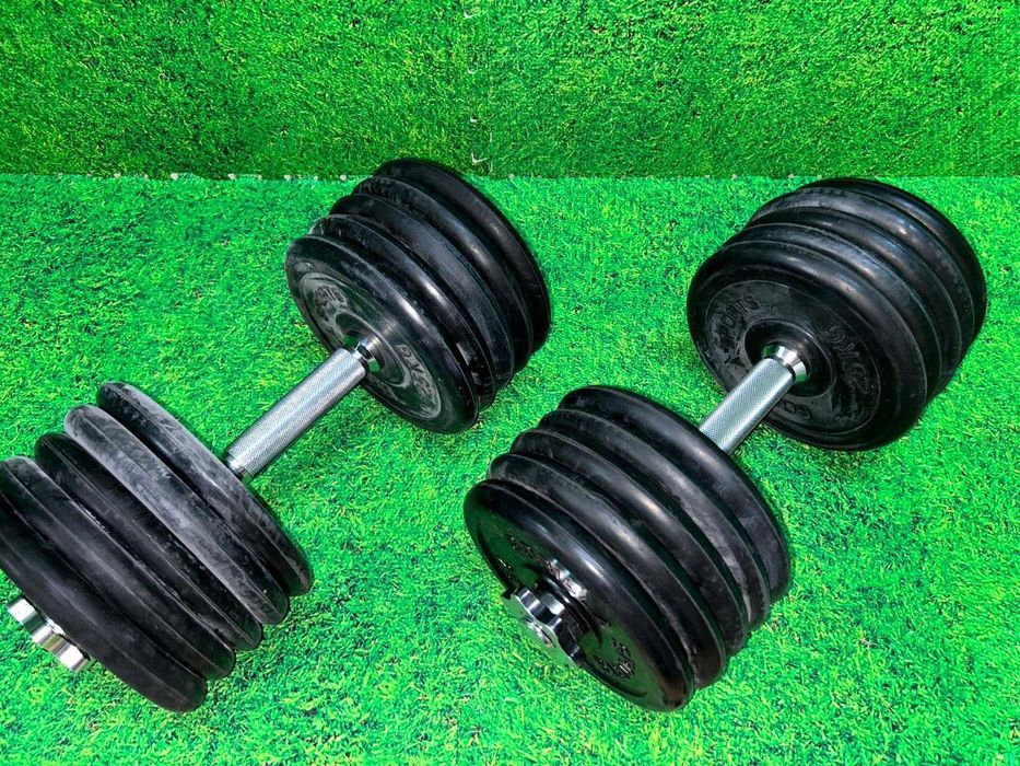 Set gantere cu discuri din fier cauciucate 55kg 30/31mm