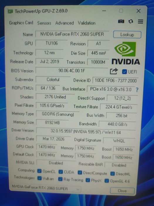 Colorful RTX 2060Super BATTLE-AX 8gb