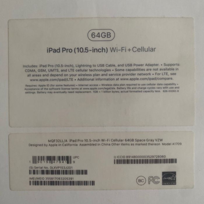 iPad PRO 10.5 inch Wi-fi + cellular (simkarta)