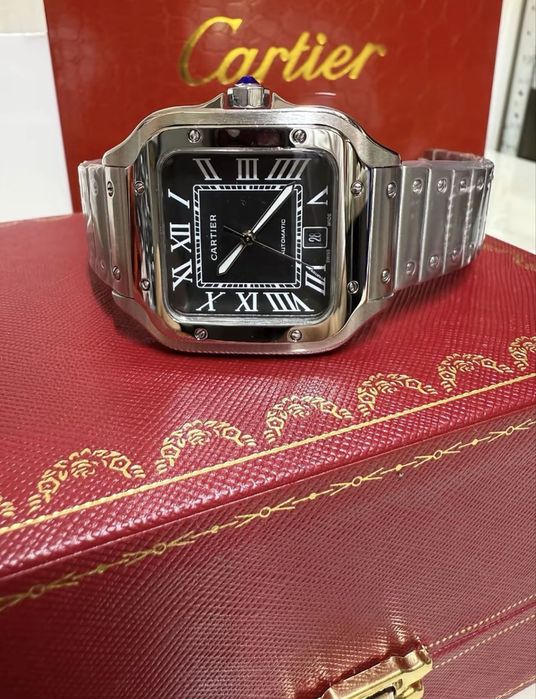 Ceas Cartier Santos Silver black