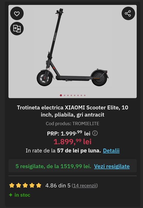 Trotineta electrica Xiaomi Electric Scooter Elite SIGILATA