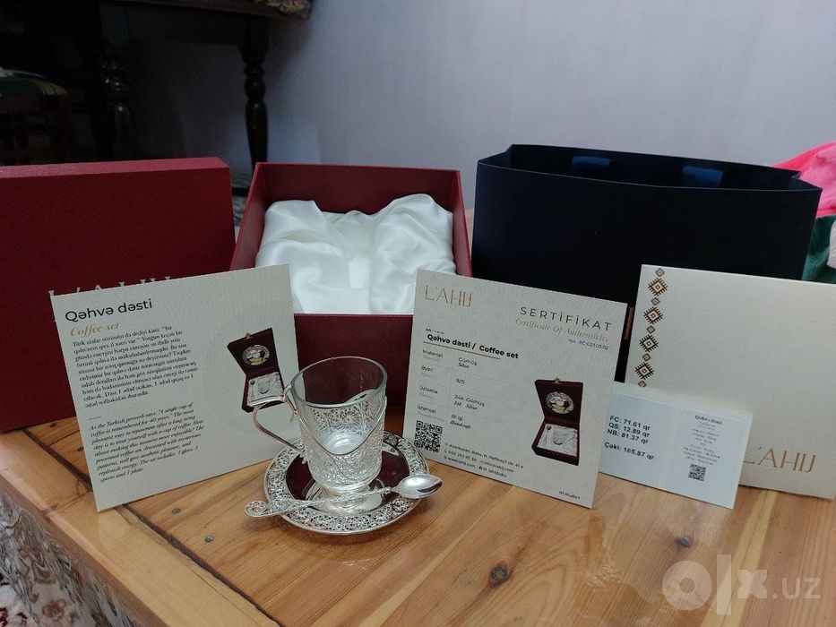 L’AHIJ Exclusive  Silver Coffee Set  Azarbayjon Baku Lahij. Maʼlumot t