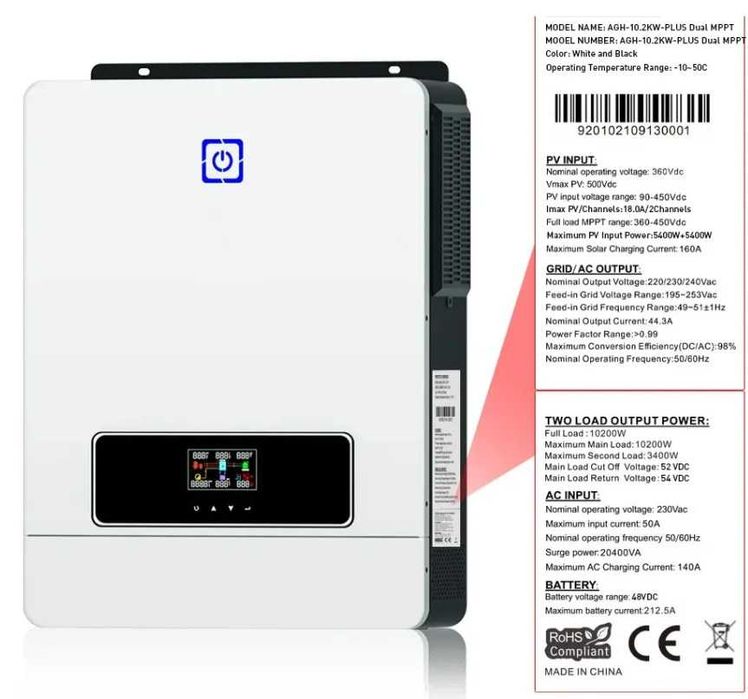 DAXTROMN Invertor hibrid solar fotovoltaic OFF-Grid 10.2 kW dual MPPT