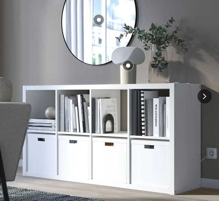 Etajere albe Ikea KALLAX 77x147 cm, KALLAX 77x77 cm, TOMNAS 92x81 cm