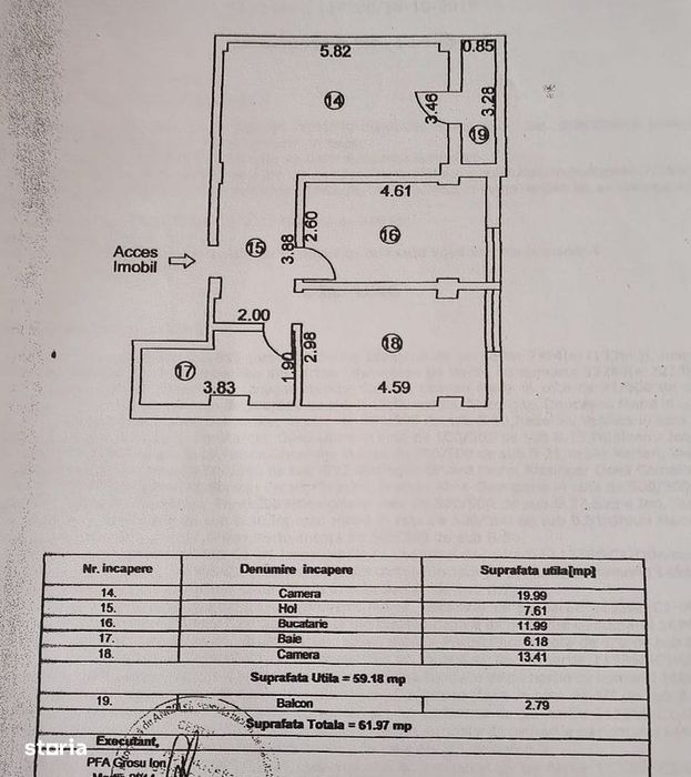 Primo, 2 camere 62 mp suprafata utila