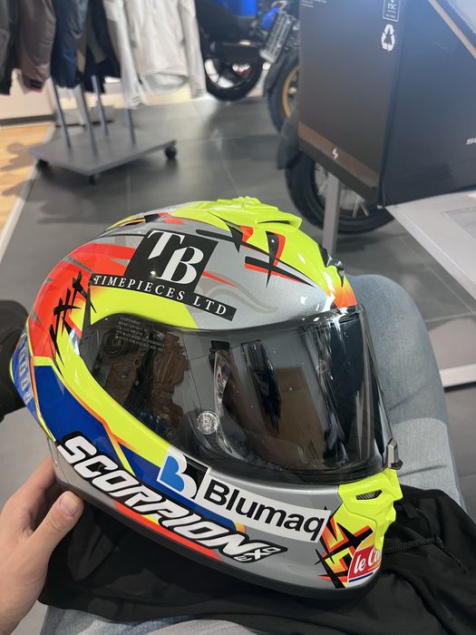 Costum combinezon piele moto 58 / Casca Scorpion R1 XL
