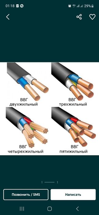Силовой Кабель пятижильный ВВГ