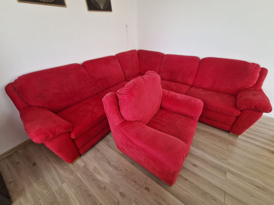 Colțar Extensibil Roșu - 260x260, Ladă Depozitare, Stare bună