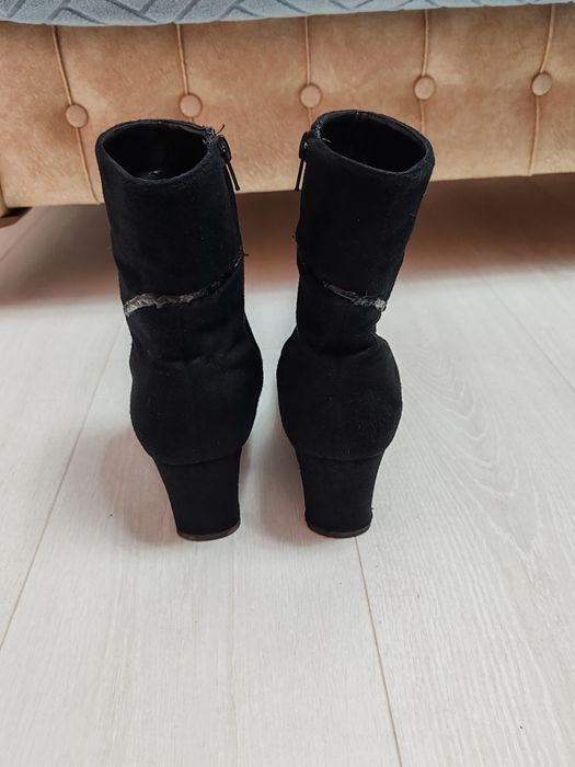 Botine piele întoarsă Black