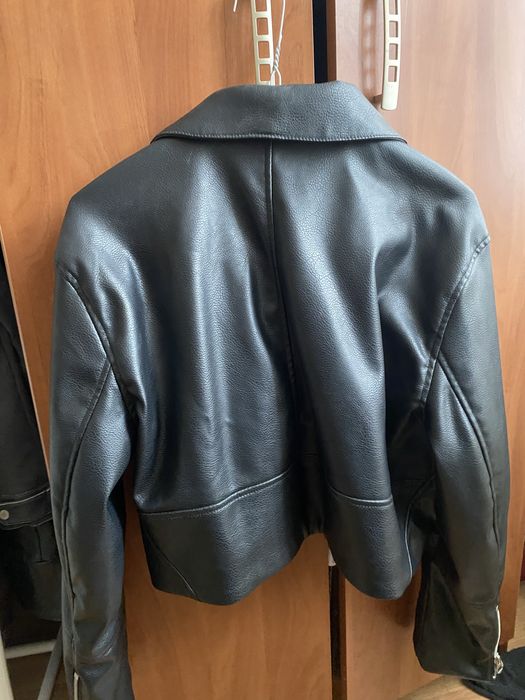 Geaca piele biker cropped