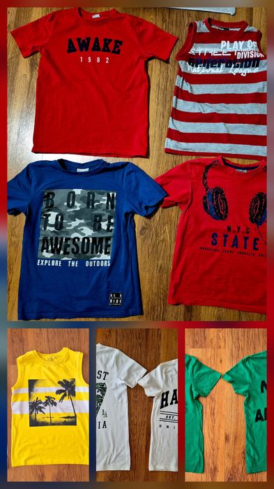 Lot 11 tricouri si 4 perechi pantaloni scurți copii mar 146-152