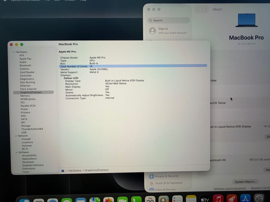 НОВ MacBook Pro 14" M5 PRO Chip 15-CPU/16-GPU/48GB RAM/1TB SSD ГАРАНЦИЯ ДО 27.5.2029г